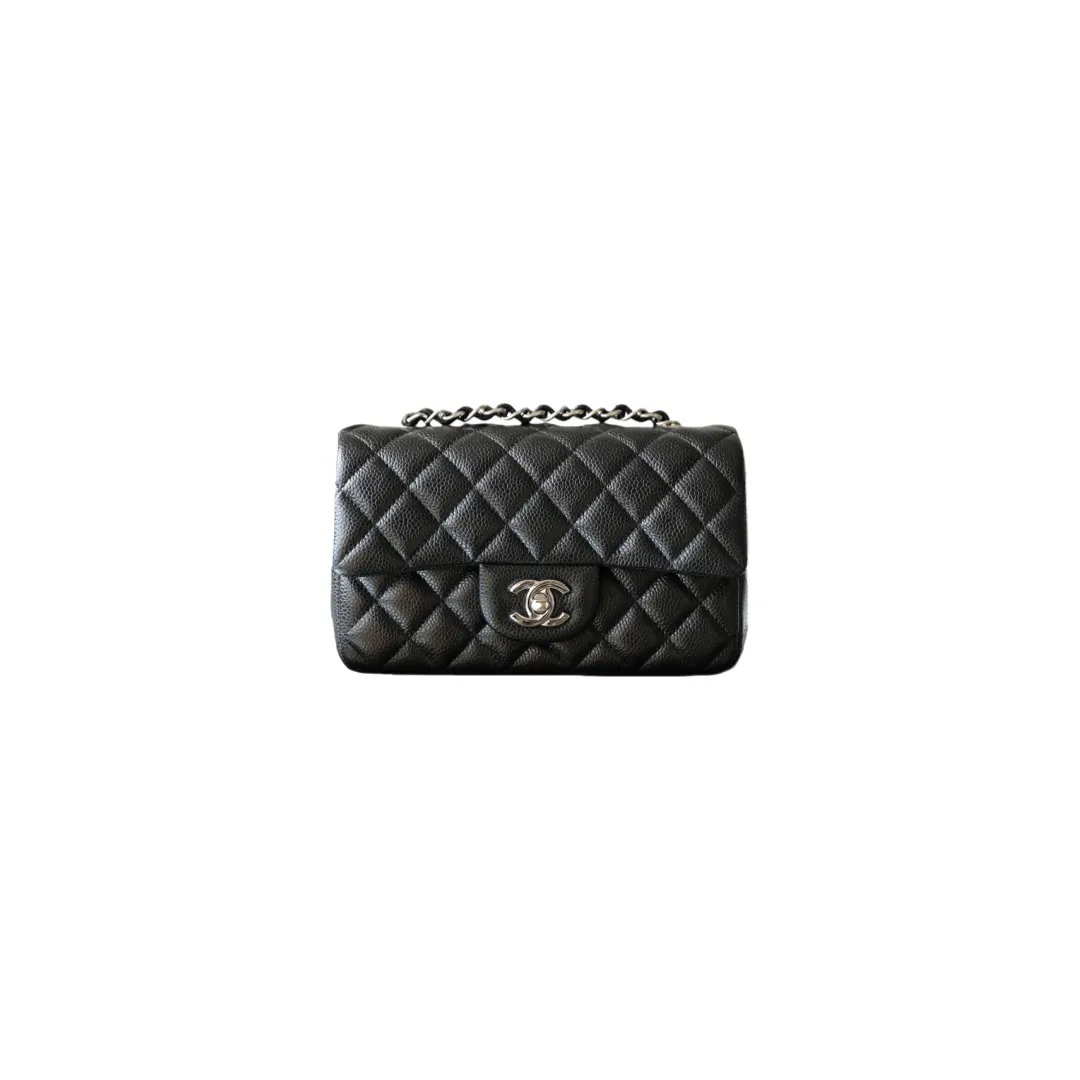 CHANEL Mini Flap Bag Caviar Silver A01116