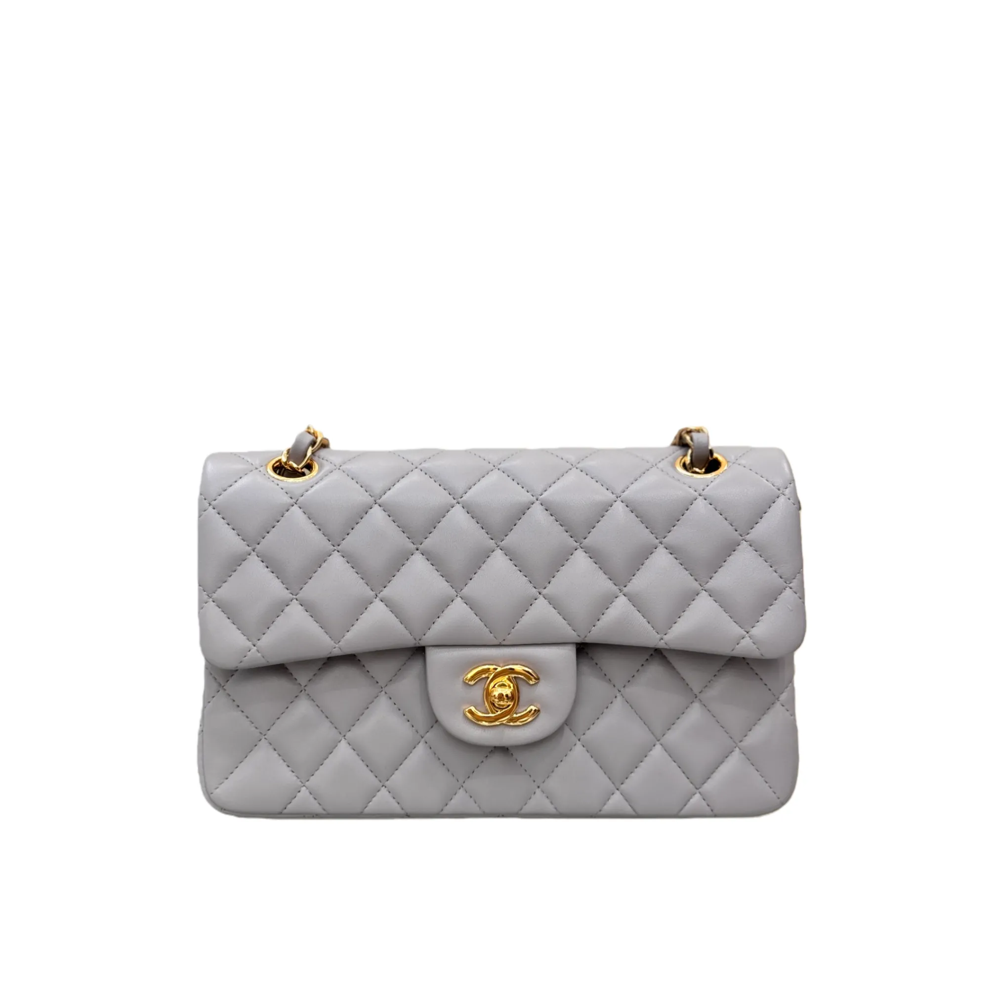 CHANEL Small Classic Flap Handbag Lambskin Gold A01113