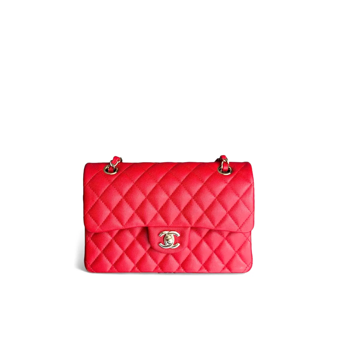 CHANEL Small Classic Flap Handbag Caviar Gold A01113