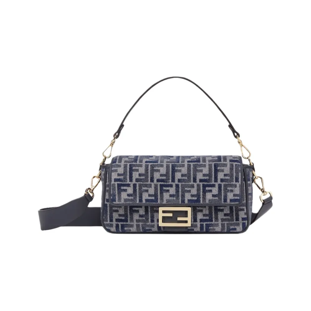 Fendi  Baguette Dark Blue FF Chenille Bag 8BR600