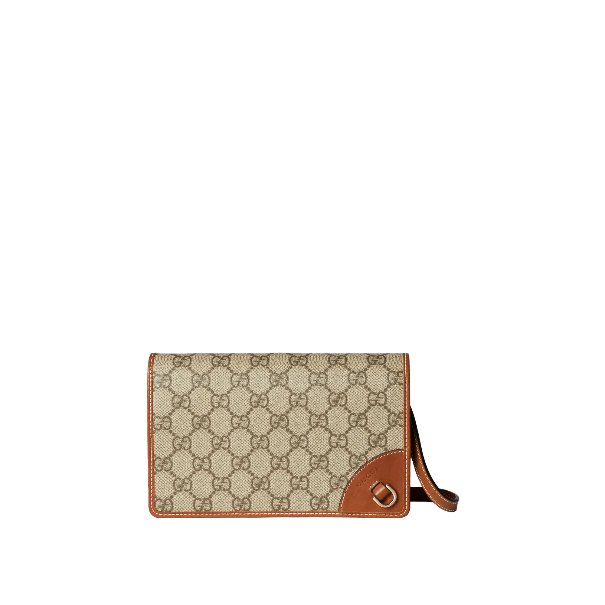 Gucci GG Emblem wallet with leather strap 820688