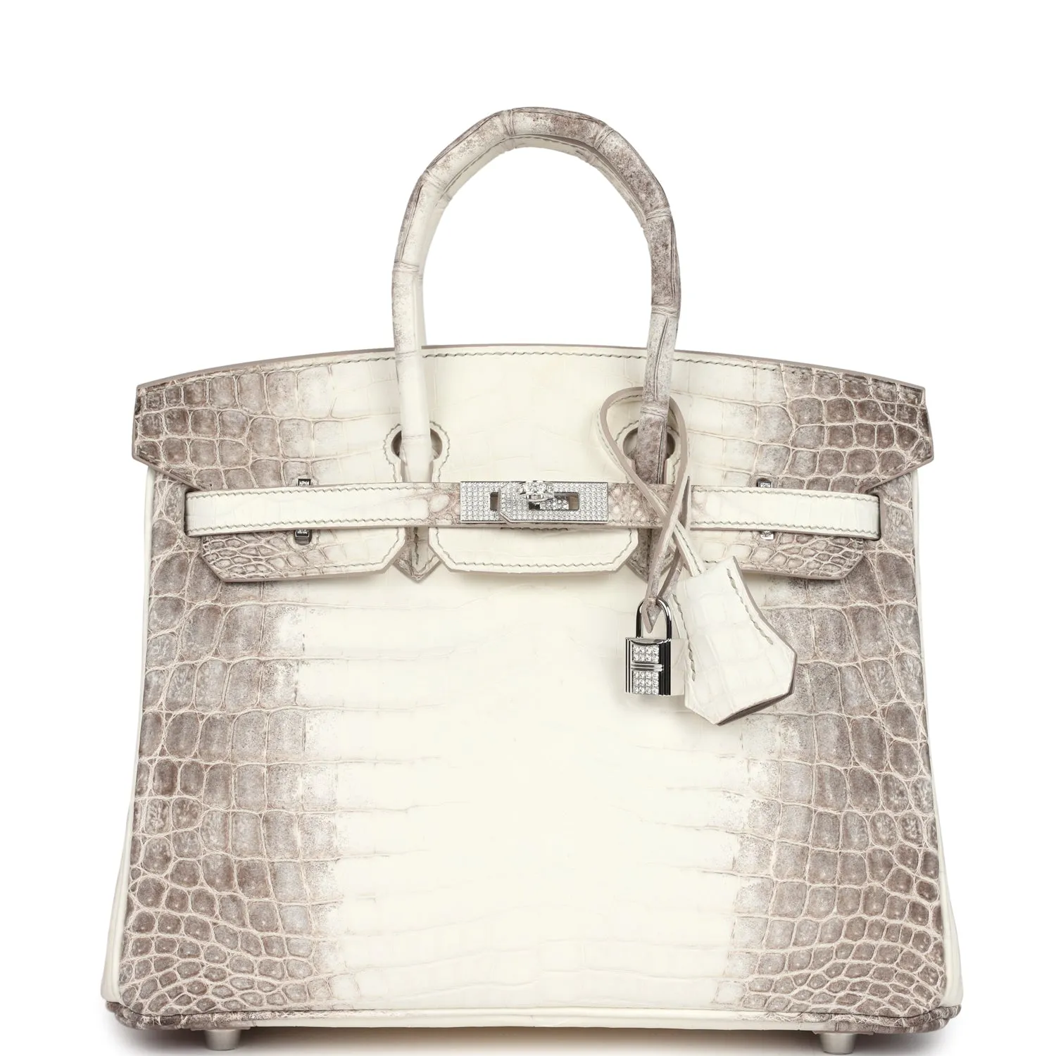 Herm??s Birkin 25 Himalaya Niloticus Crocodile Diamond Encrusted Palladium Hardware