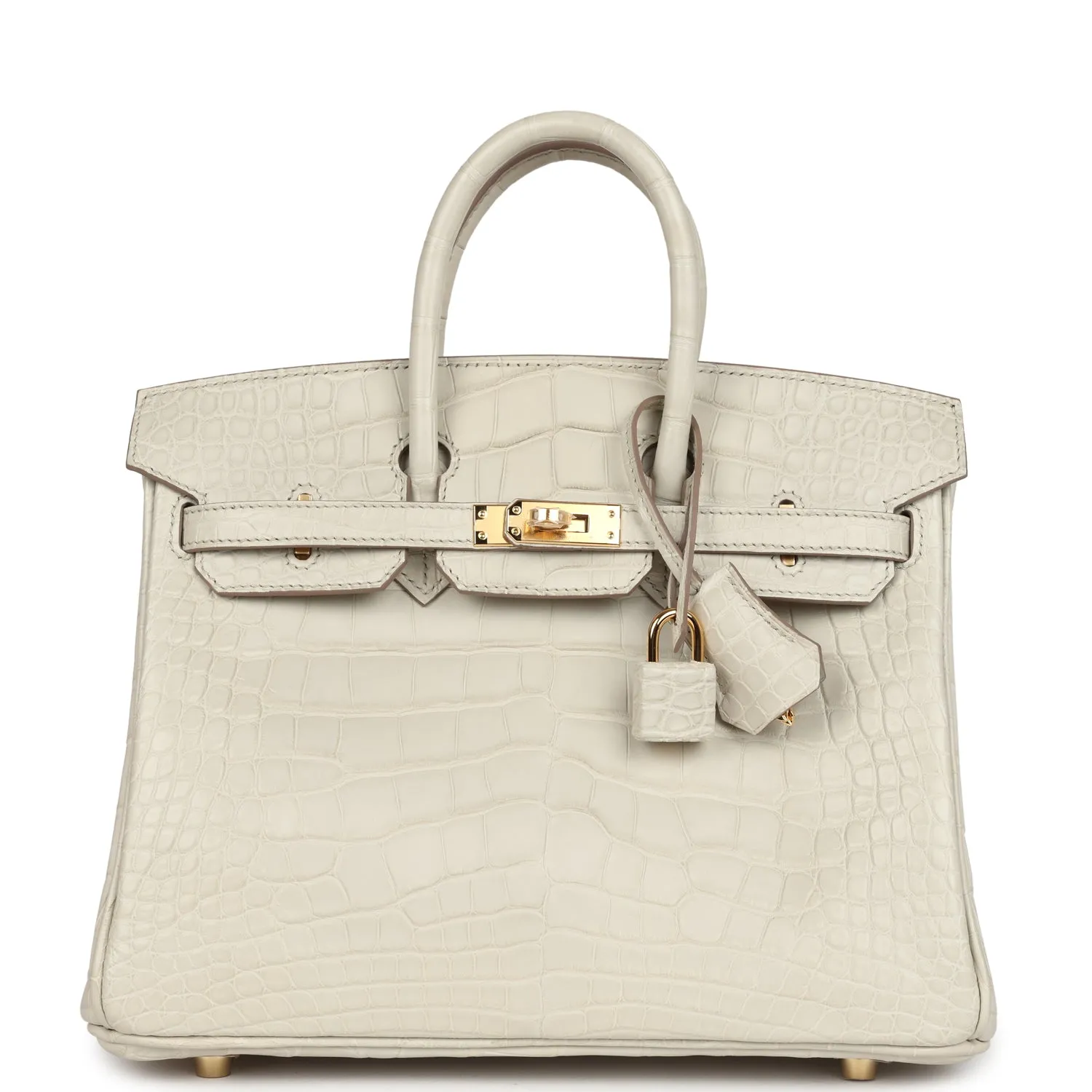 Herm??s Birkin 25 Beton Matte Alligator Gold Hardware