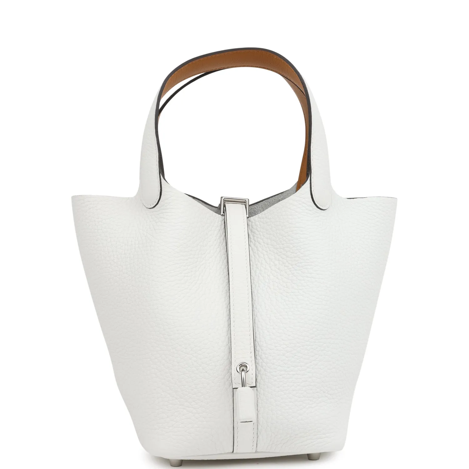 Herm??s Picotin Lock Eclat 18 New White Clemence and Sesame Swift Palladium Hardware