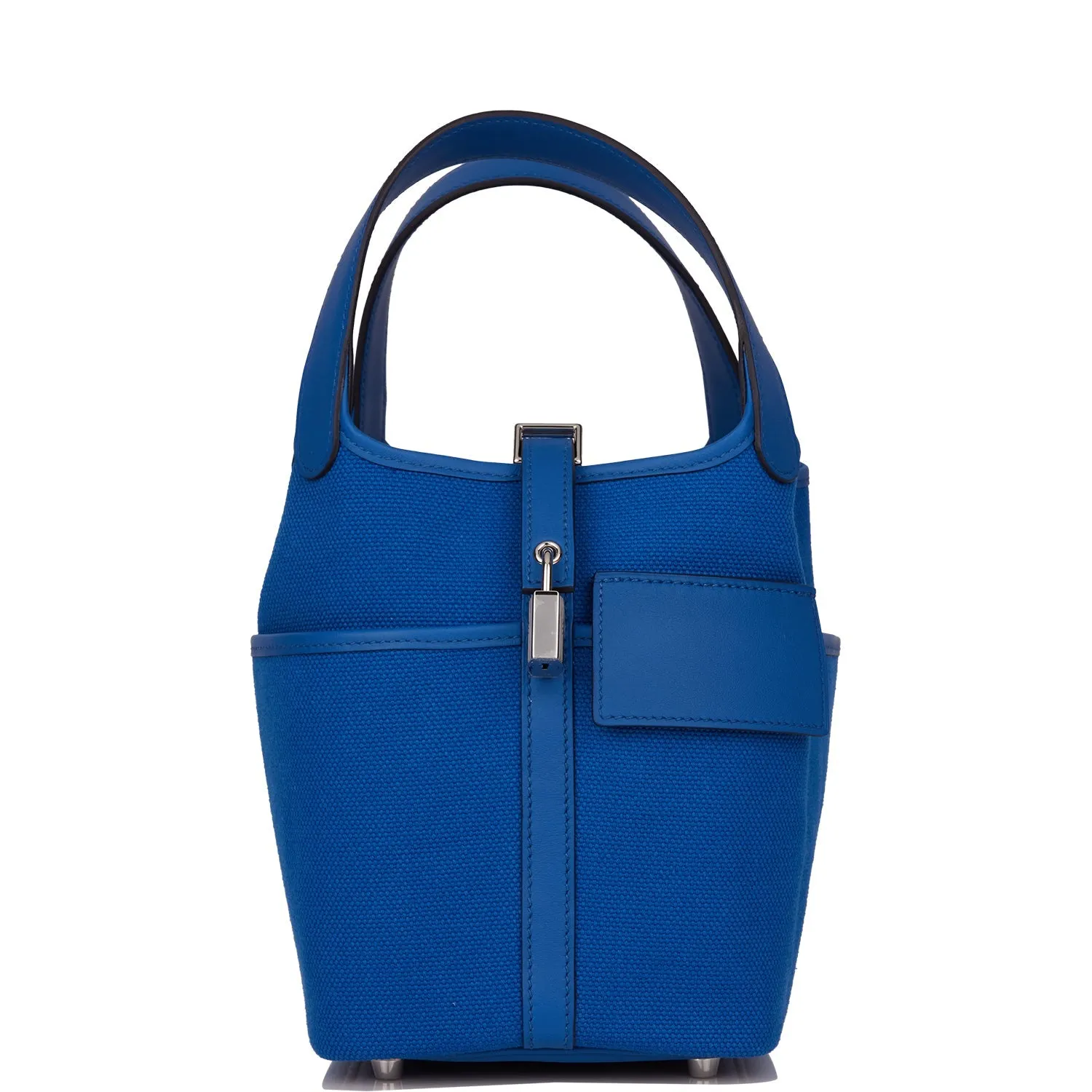 Herm??s Picotin Cargo 18 Bleu France Swift and Toile Canvas Palladium Hardware