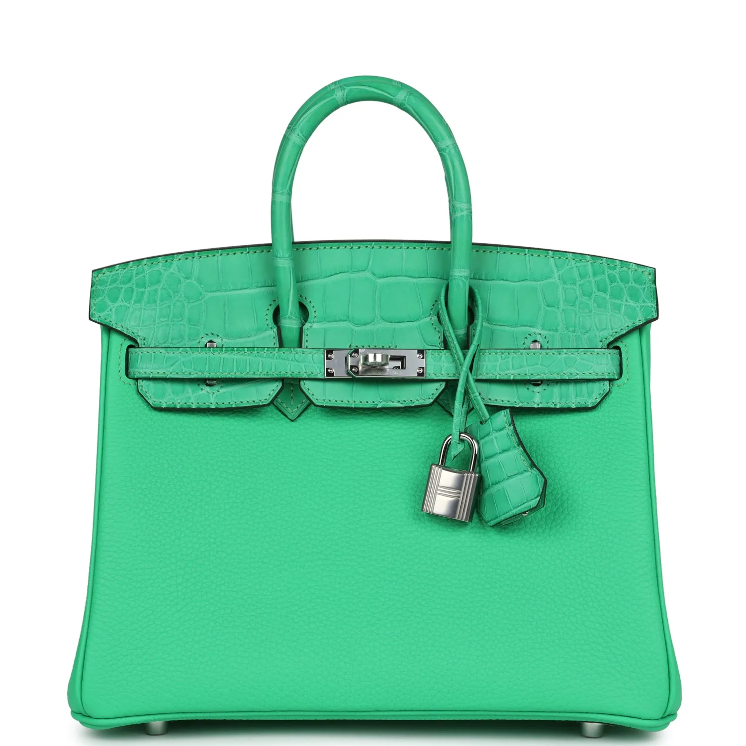 Herm??s Birkin 25 Vert Comics Togo and Matte Alligator Touch Palladium Hardware