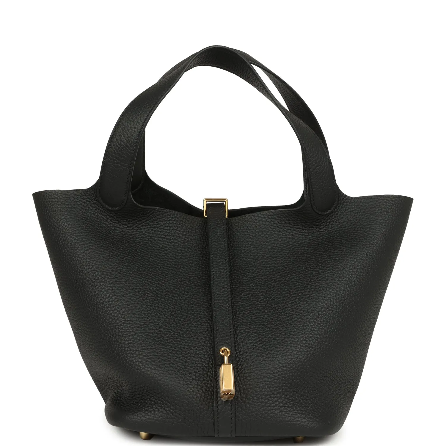 Herm??s Picotin Lock 22 Black Clemence Gold Hardware