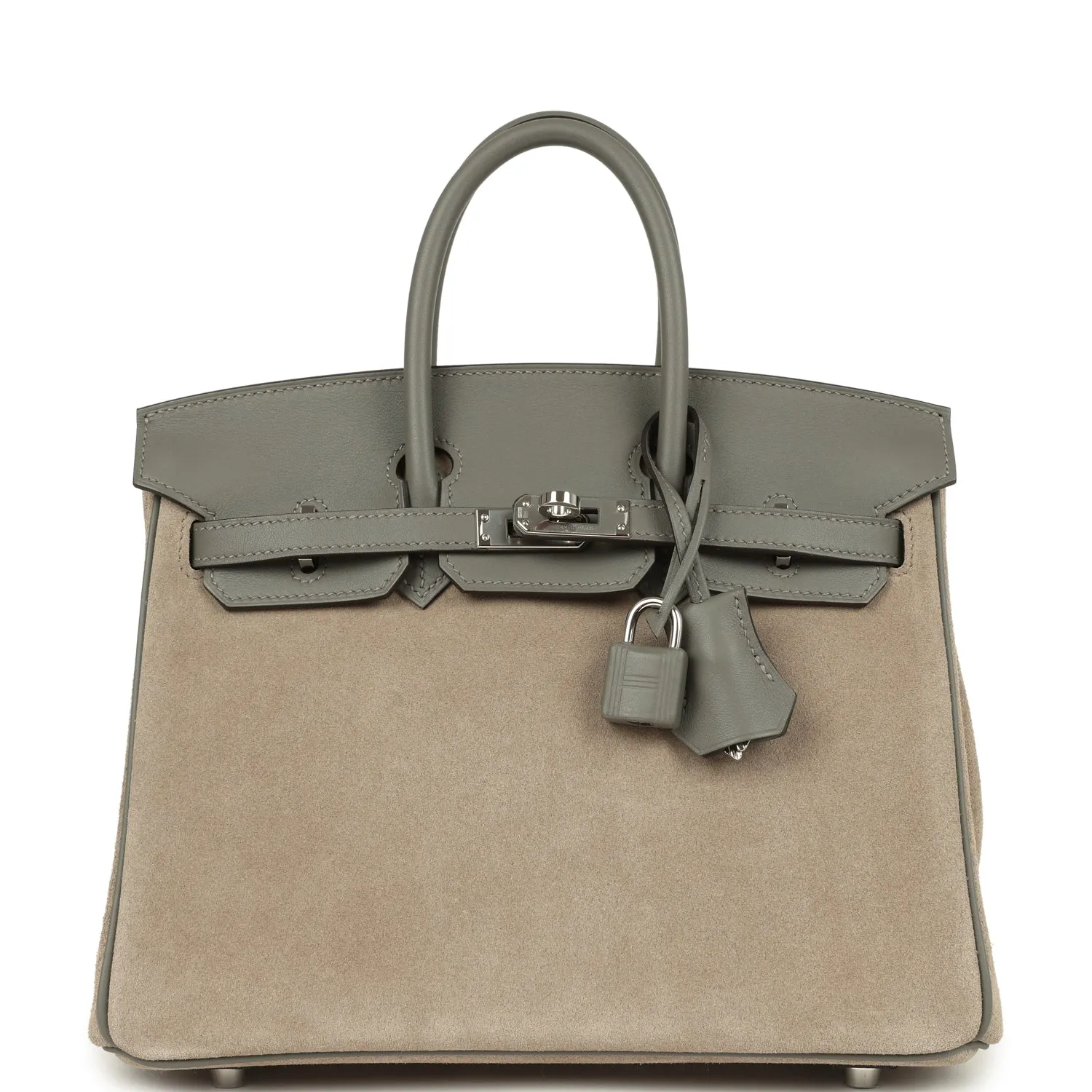 Herm??s Birkin 25 Gris Caillou Grizzly and Gris Meyer Swift Palladium Hardware