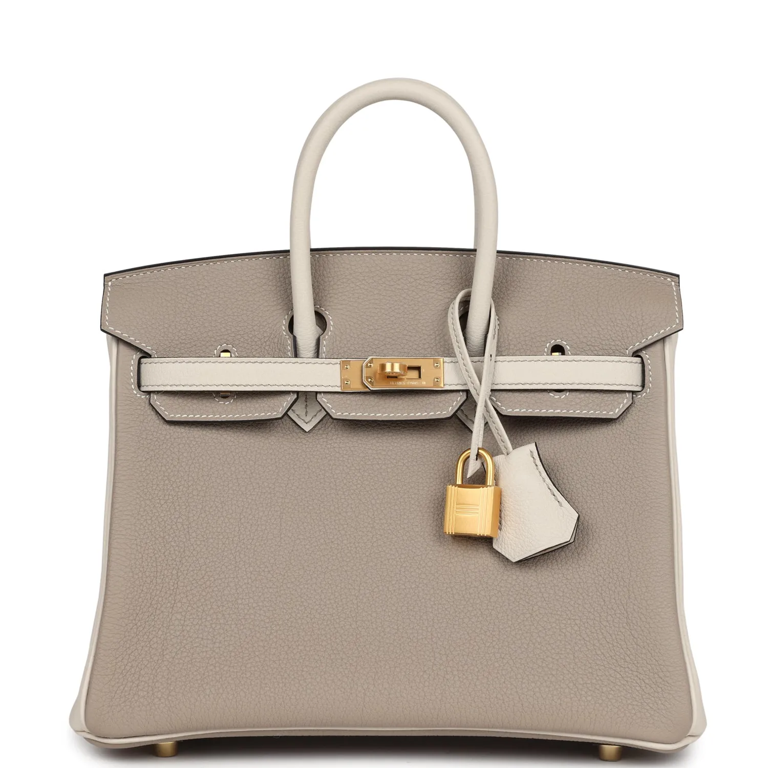 Herm??s Special Order (HSS) Birkin 25 Gris Tourterelle and Craie Togo Brushed Gold Hardware