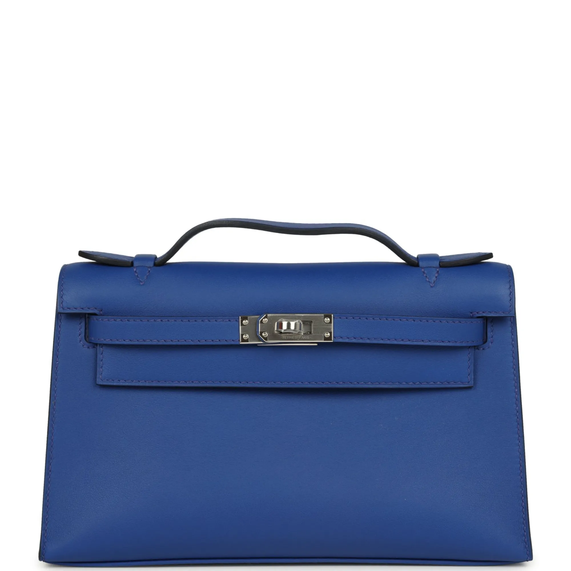 Herm??s Kelly Pochette Bleu Royal Swift Palladium Hardware