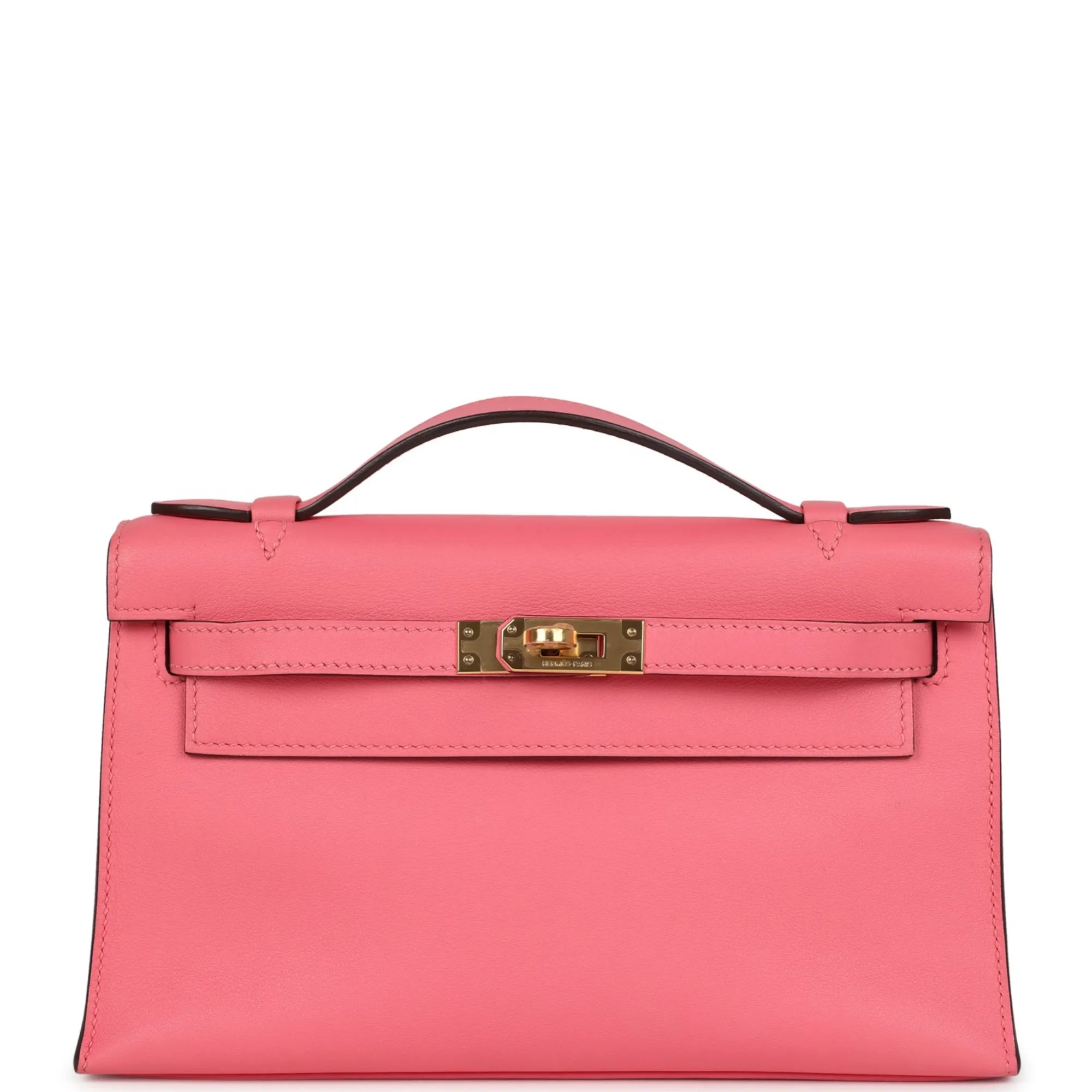 Herm??s Kelly Pochette Rose Azalee Swift Gold Hardware