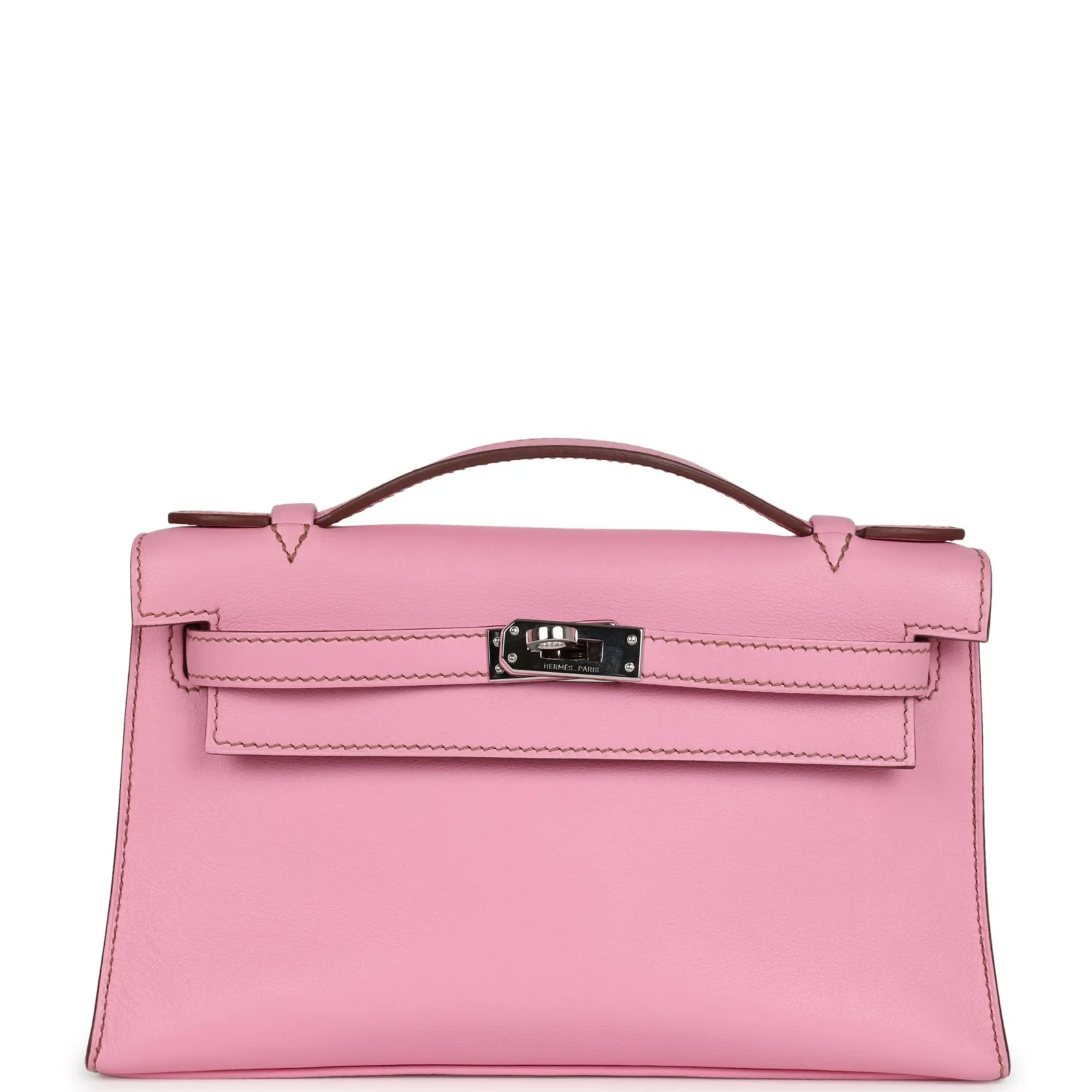 Herm??s Kelly Pochette Bubblegum Swift Palladium Hardware
