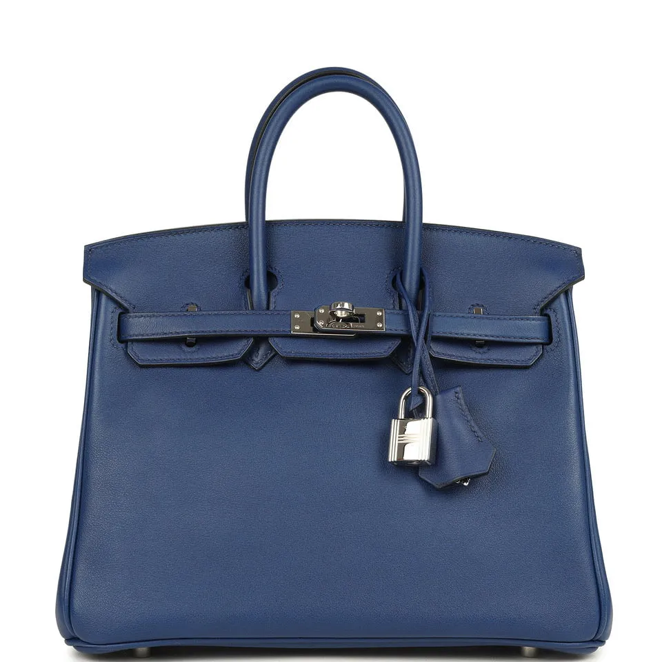 Herm??s Birkin 25 Bleu Saphir Swift Palladium Hardware