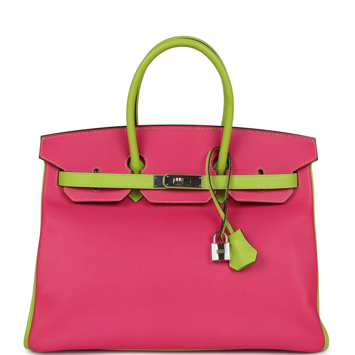 Herm??s Special Order (HSS) Birkin 35 Rose Tyrien and Kiwi Epsom Palladium Hardware