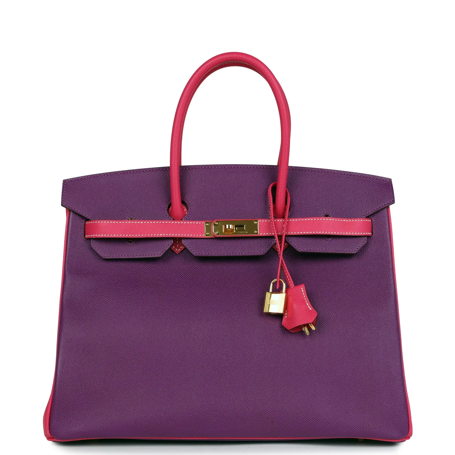 Herm??s Special Order (HSS) Birkin 35 Rose Tyrien and Violet Epsom Gold Hardware