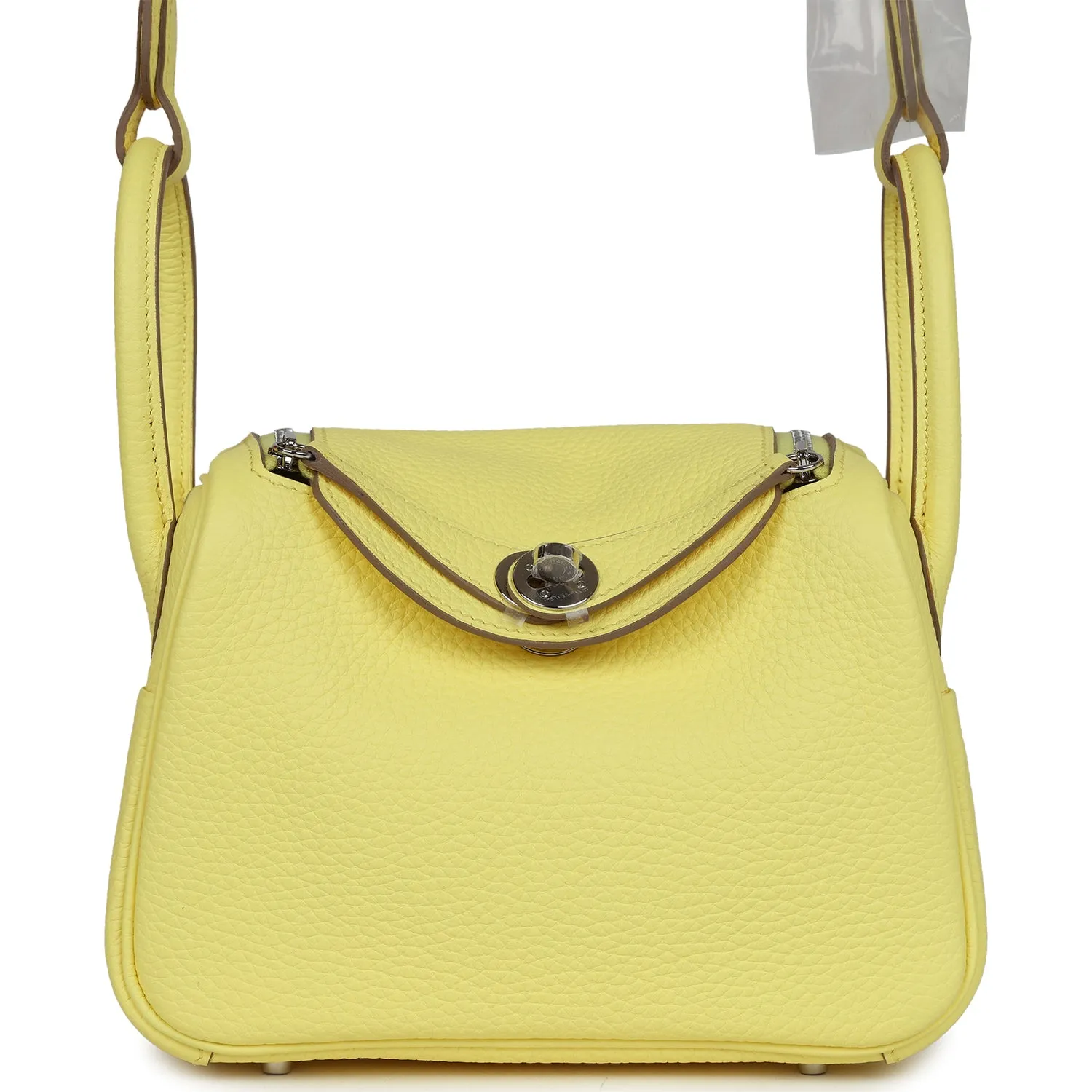 Herm??s Mini Lindy Limoncello Clemence Palladium Hardware