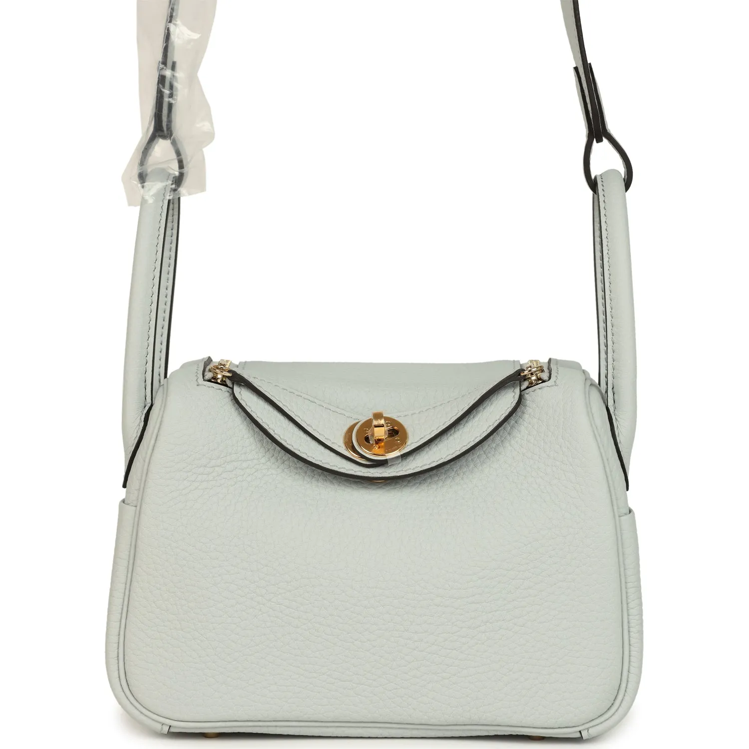 Herm??s Mini Lindy Bleu Pale Clemence Gold Hardware