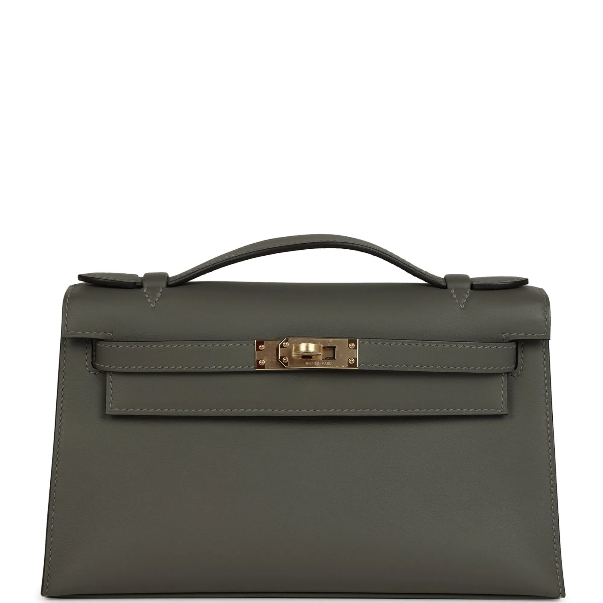 Herm??s Special Order (HSS) Kelly Pochette Gris Meyer Verso Swift Permabrass Hardware