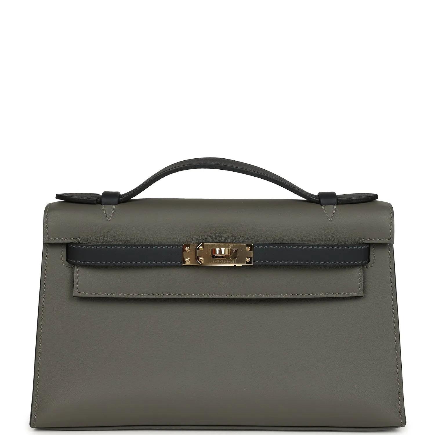 Herm??s Special Order (HSS) Kelly Pochette Gris Meyer and Caban Swift Permabrass Hardware