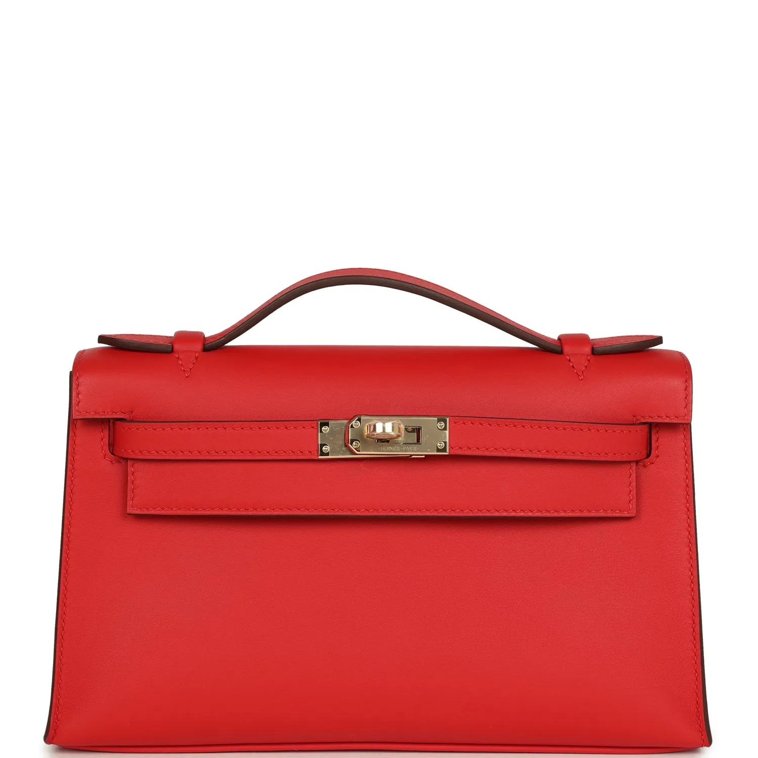 Herm??s Special Order (HSS) Kelly Pochette Rouge de Coeur Verso Swift Permabrass Hardware