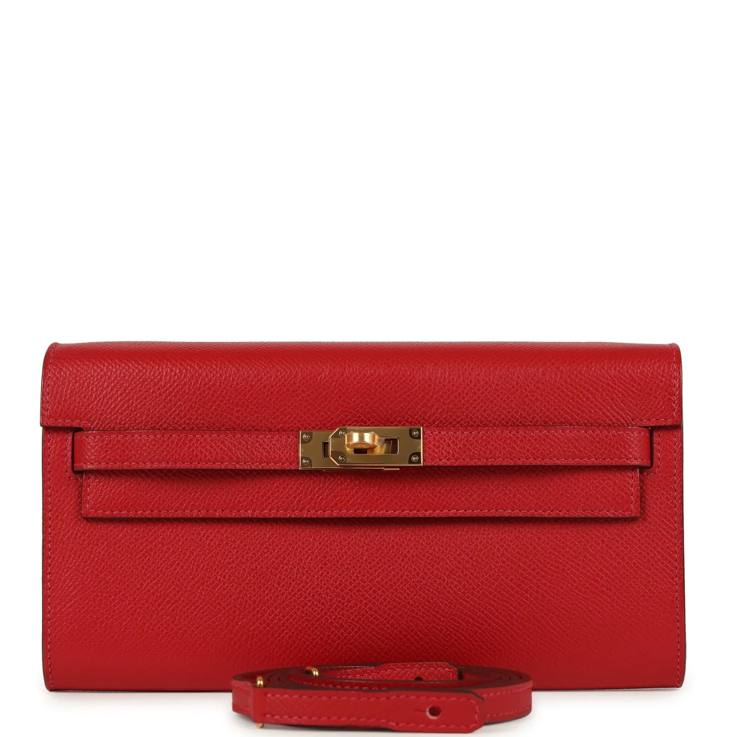 Herm??s Kelly Wallet To Go Rouge Casaque Epsom Gold Hardware
