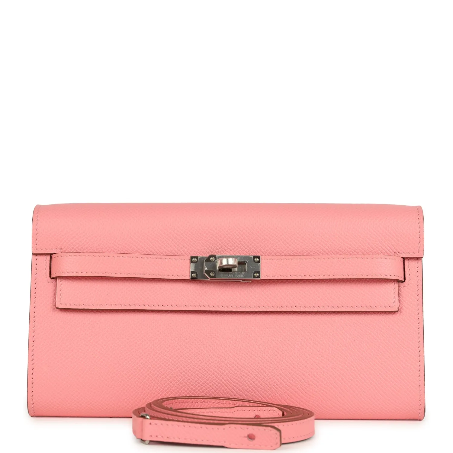 Herm??s Kelly Wallet To Go Rose Confetti Epsom Palladium Hardware