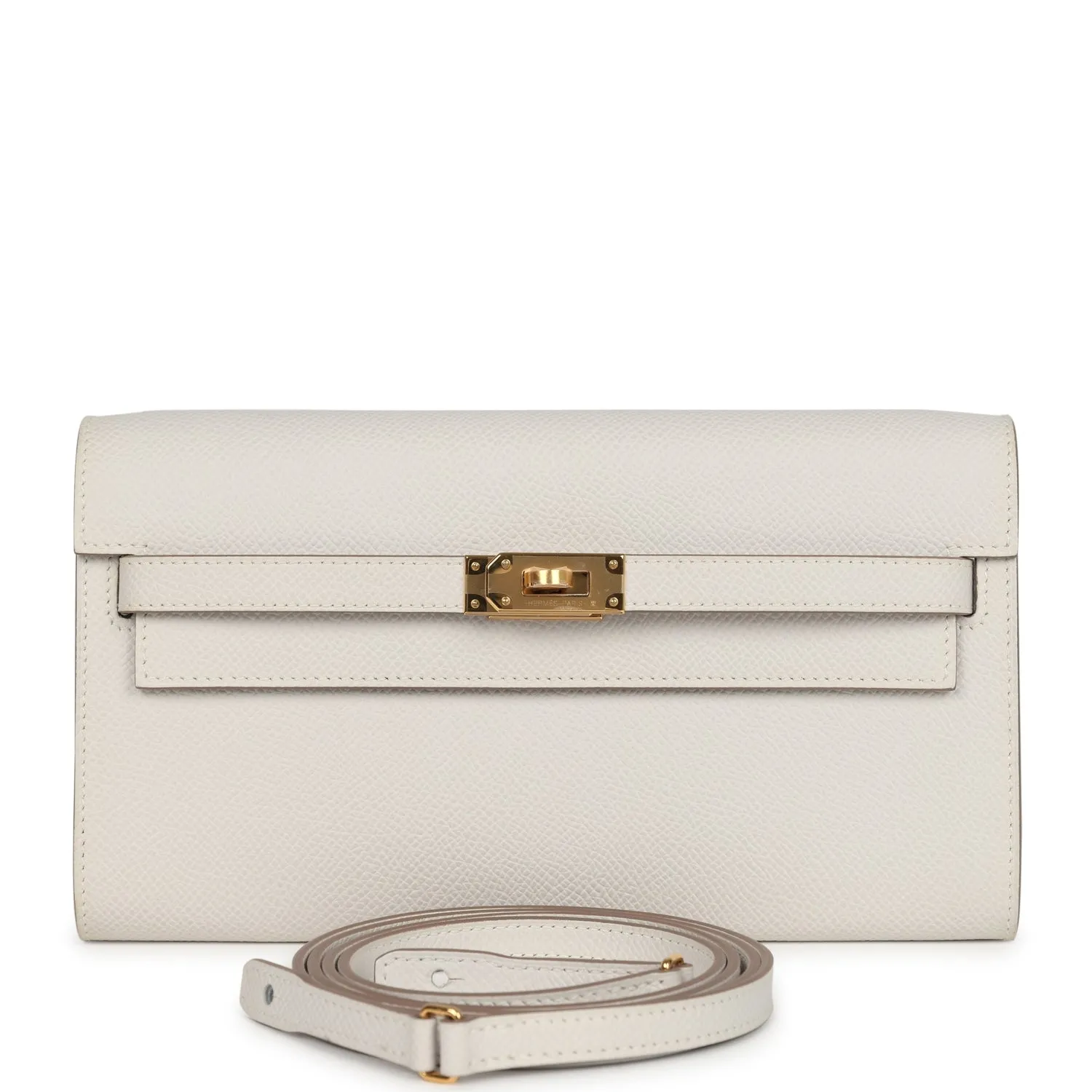 Herm??s Kelly Wallet To Go Gris Pale Epsom Gold Hardware