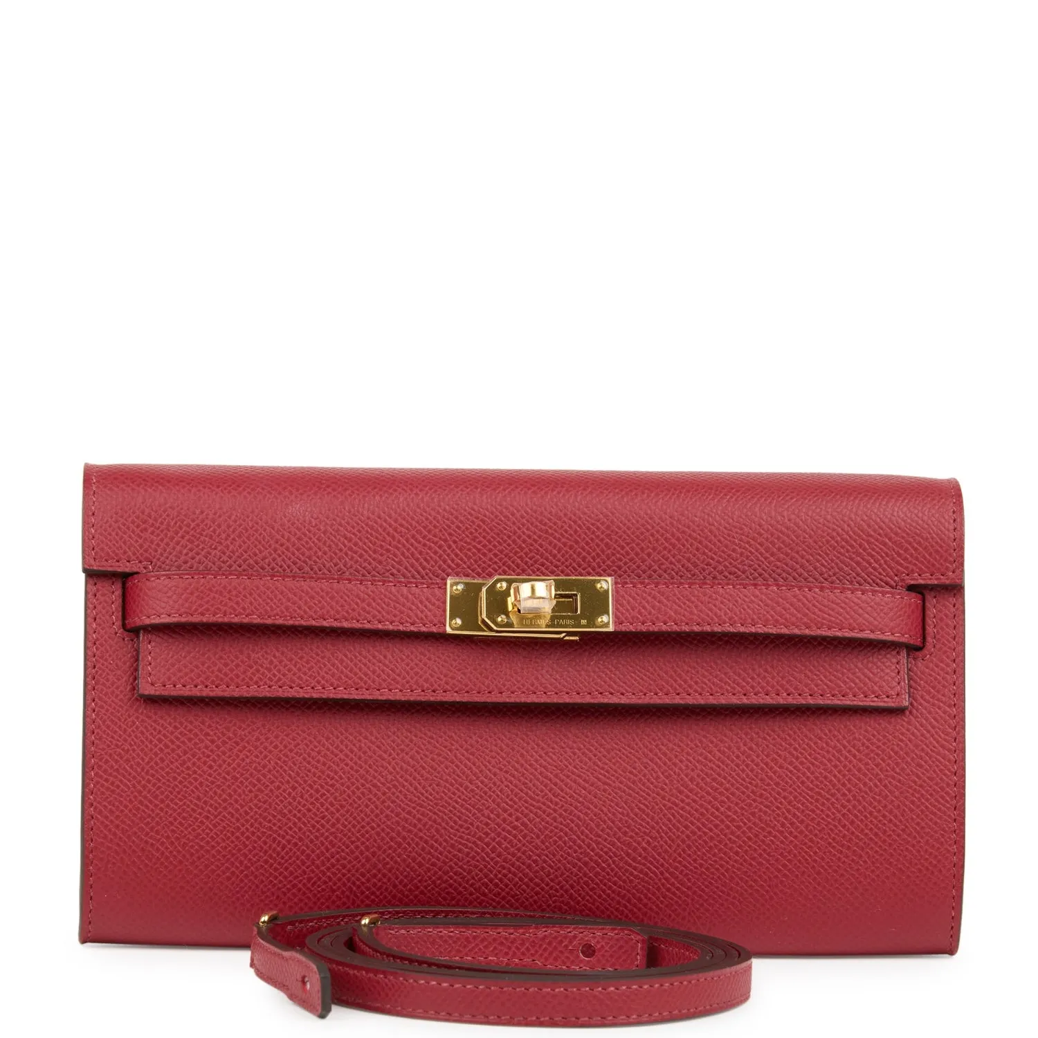 Herm??s Kelly Wallet To Go Rouge Grenat Epsom Gold Hardware