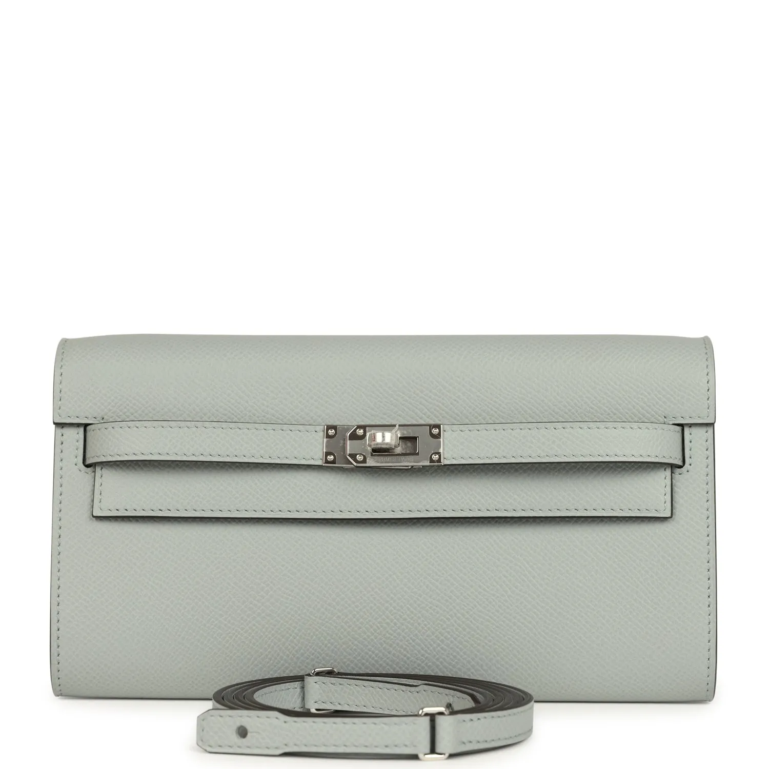 Herm??s Kelly Wallet To Go Gris Pantin Epsom Palladium Hardware