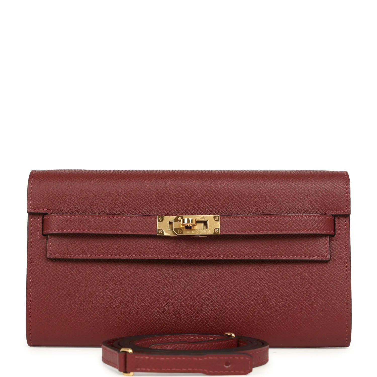 Herm??s Kelly Wallet To Go Rouge H Epsom Gold Hardware
