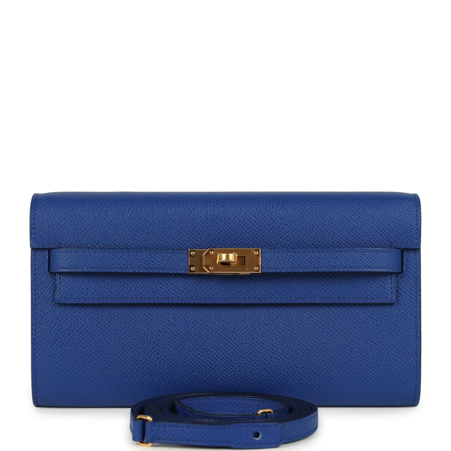 Herm??s Kelly Wallet To Go Bleu Royal Epsom Gold Hardware