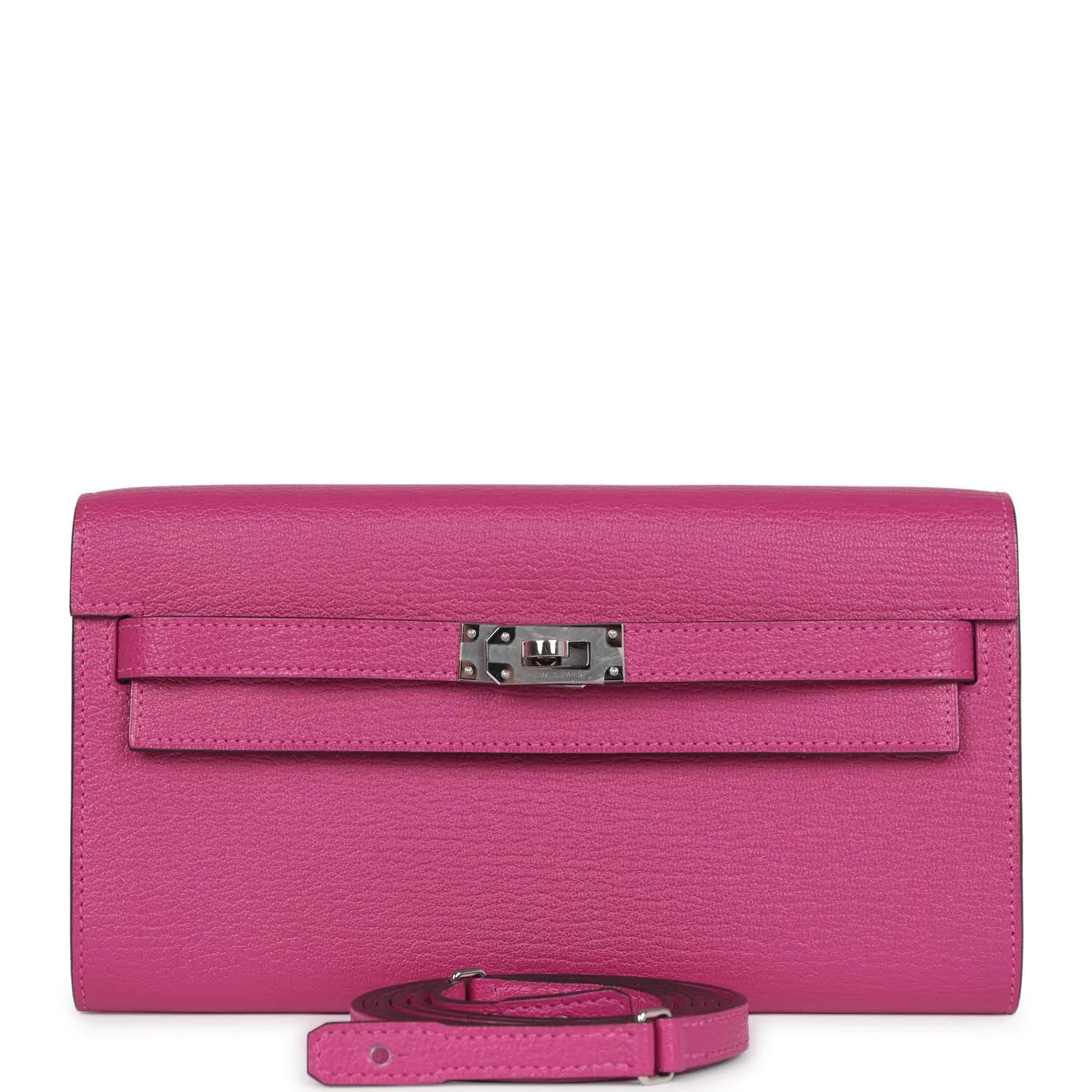 Herm??s Kelly Wallet To Go Rose Pourpre Chevre Palladium Hardware