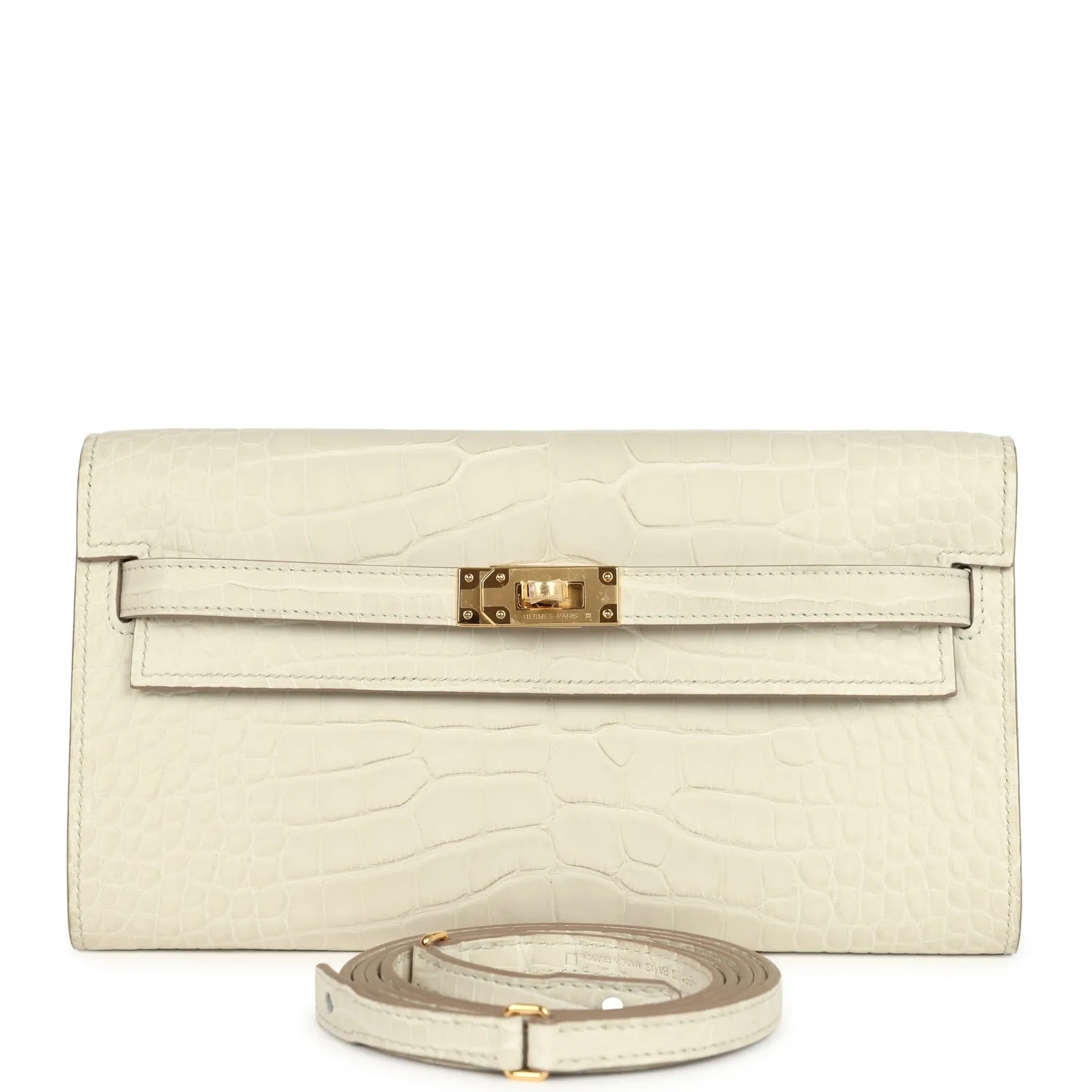 Herm??s Kelly Wallet To Go Beton Matte Alligator Gold Hardware