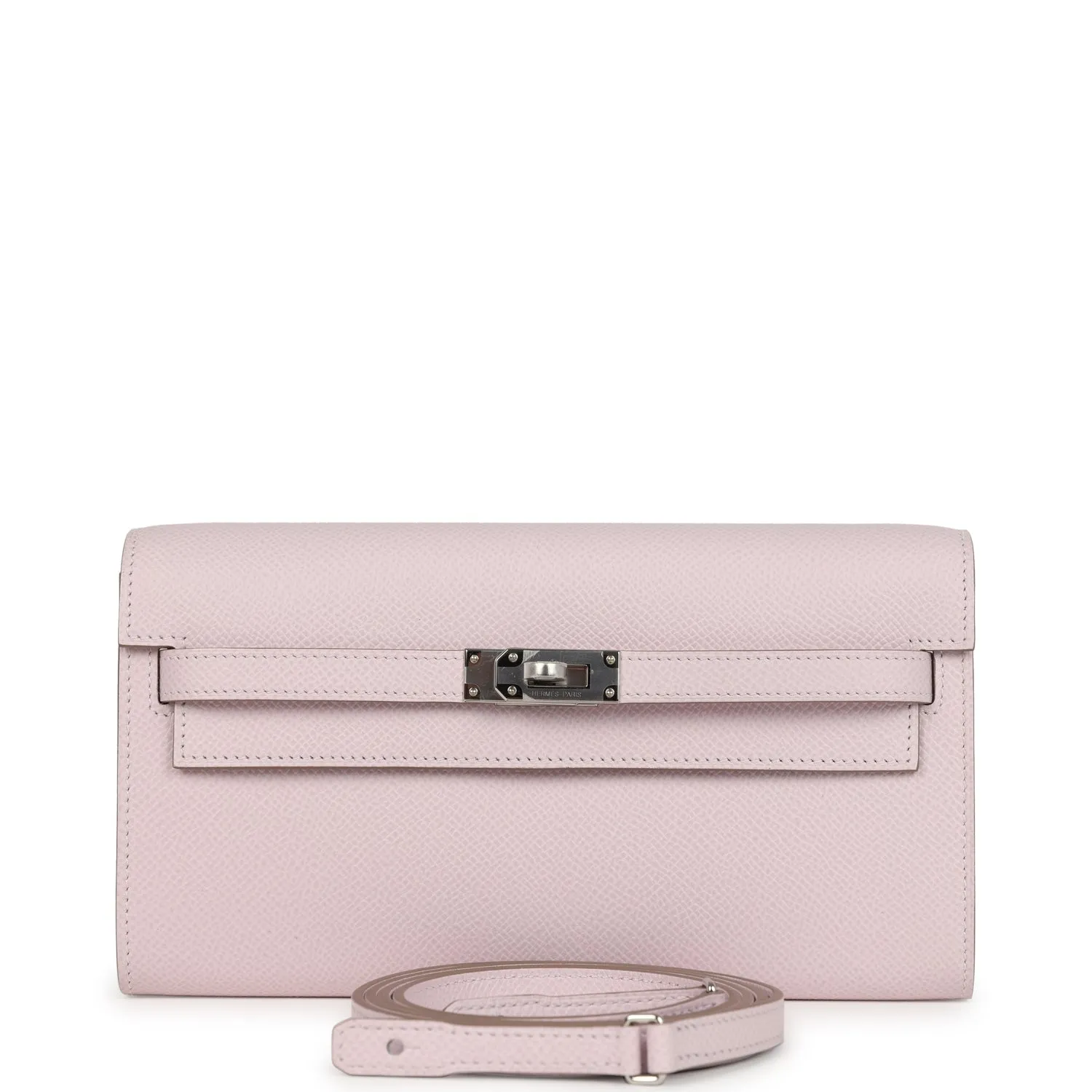 Herm??s Kelly Wallet To Go Mauve Pale Epsom Palladium Hardware