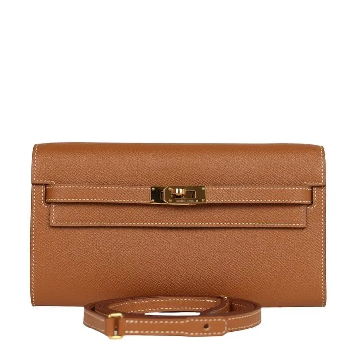 Herm??s Kelly Wallet To Go Gold Epsom Gold Hardware