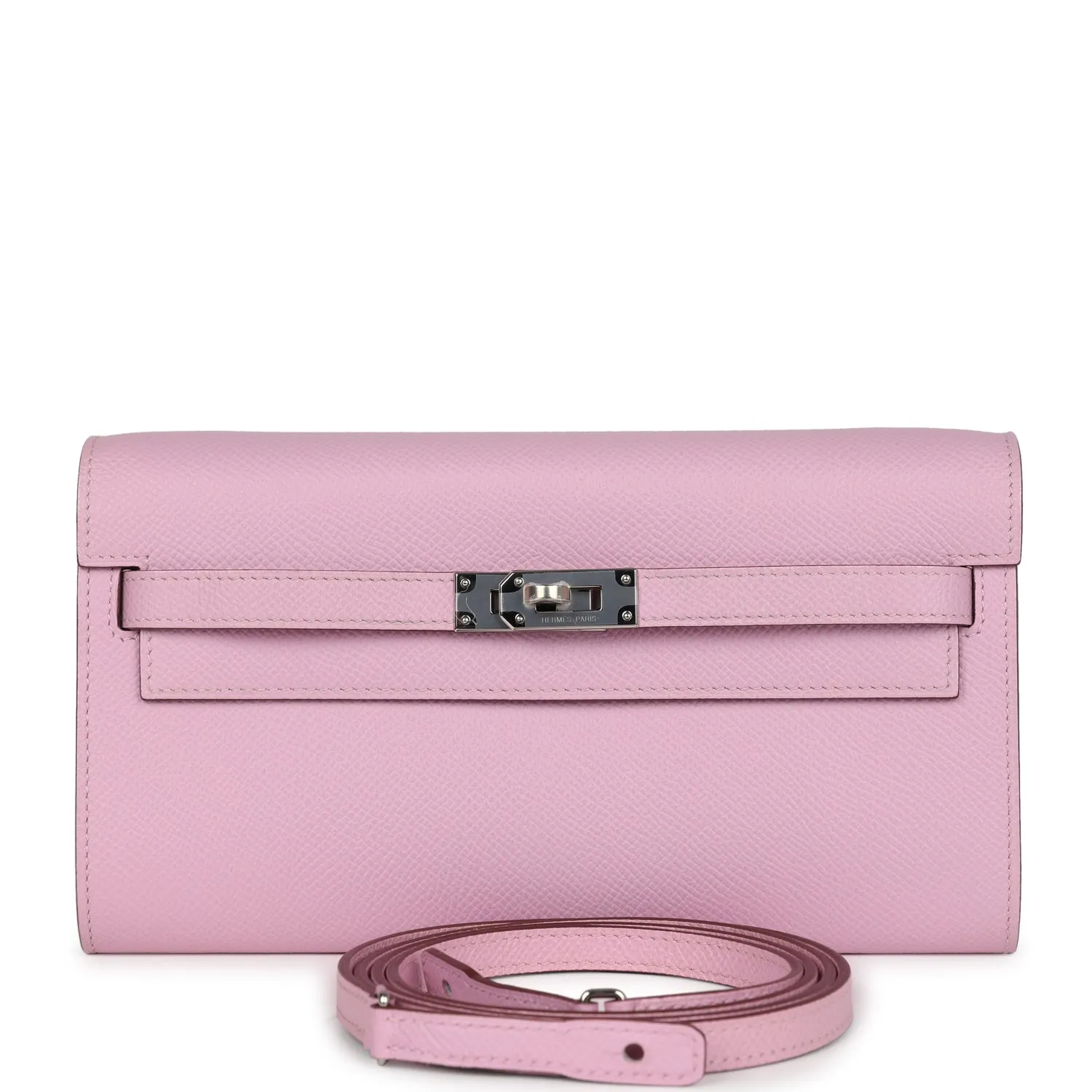 Herm??s Kelly Wallet To Go Mauve Sylvestre Epsom Palladium Hardware