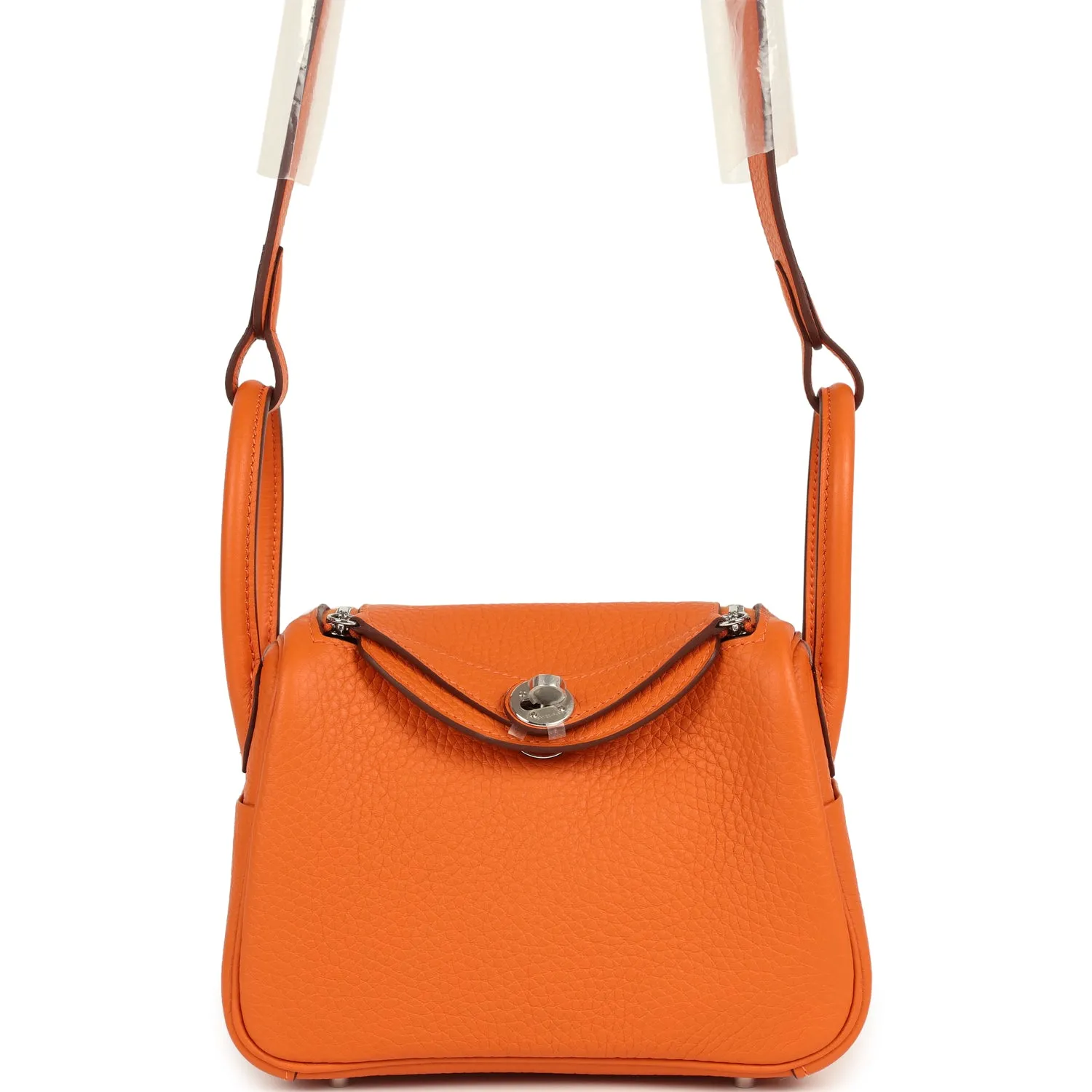 Herm??s Mini Lindy II Orange Clemence Palladium Hardware