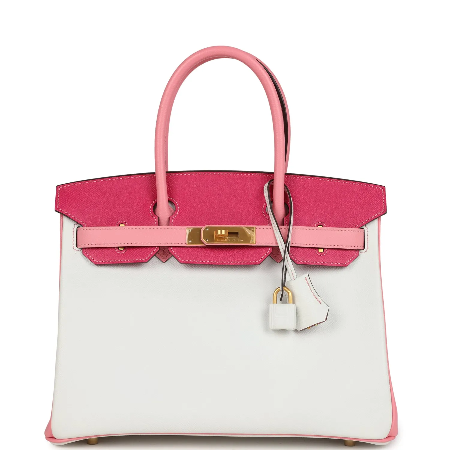 Herm??s Special Order (HSS) Birkin 30 White, Rose Confetti and Rose Tyrien Epsom Brushed Gold Hardware
