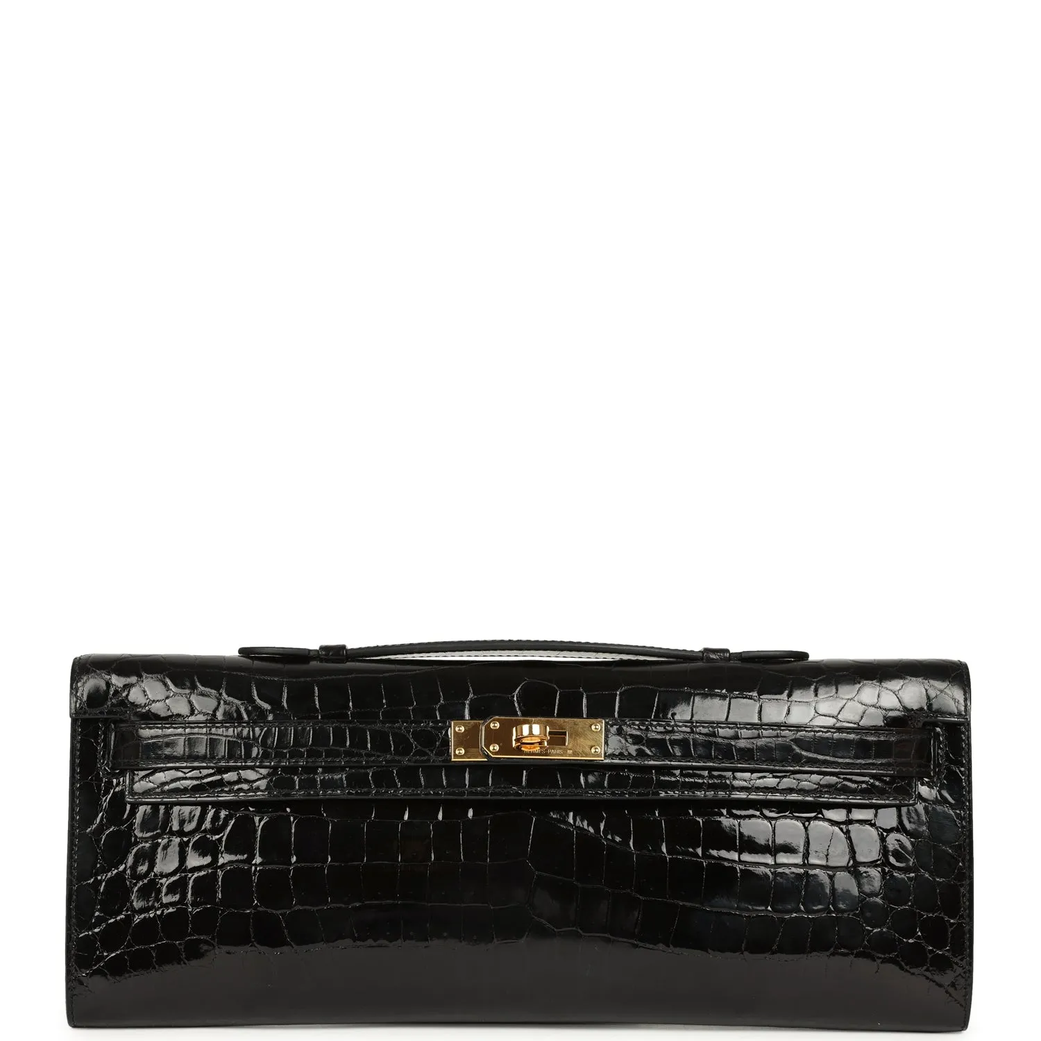 Herm??s Kelly Cut Black Shiny Niloticus Crocodile Gold Hardware
