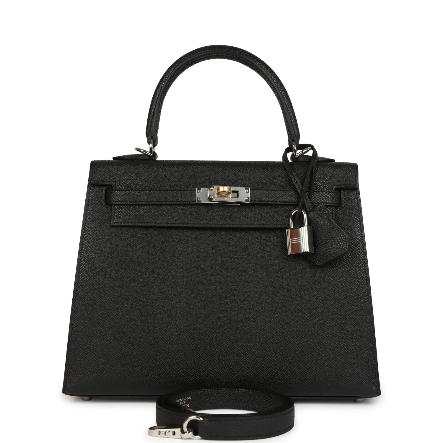 Herm??s Kelly Sellier 25 Black Epsom Electrum Hardware