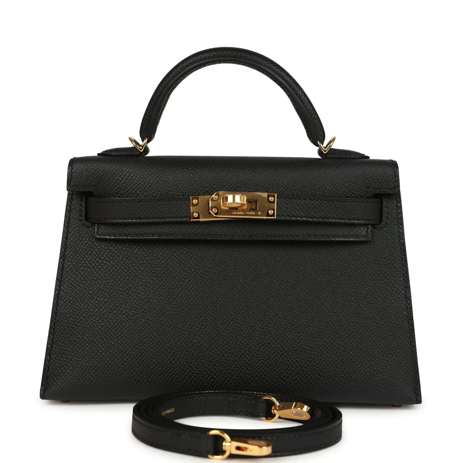Herm??s Kelly Sellier 20 Black Epsom Gold Hardware