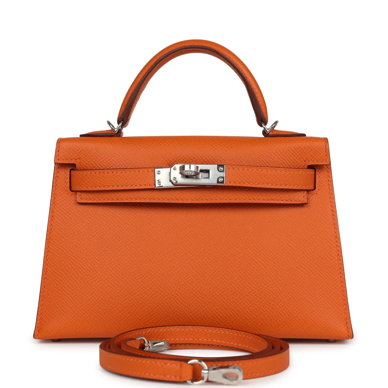 Herm??s Kelly Sellier 20 Orange Epsom Palladium Hardware