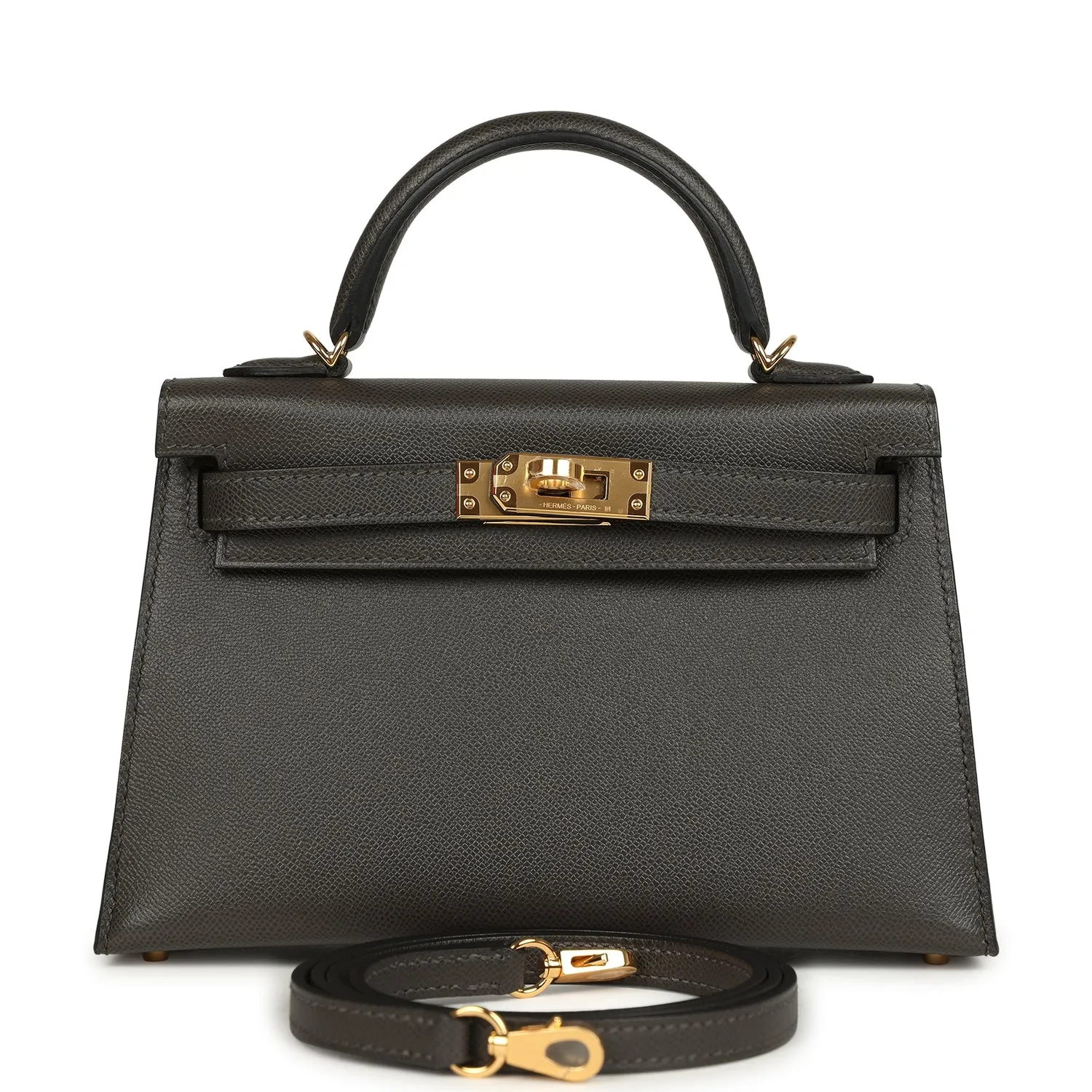 Herm??s Kelly Sellier 20 Graphite Madame Gold Hardware