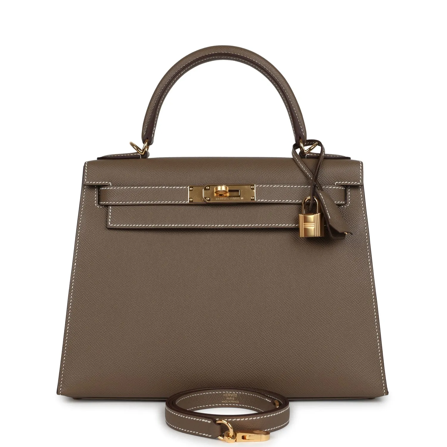 Herm??s Kelly Sellier 28 Etoupe Epsom Gold Hardware