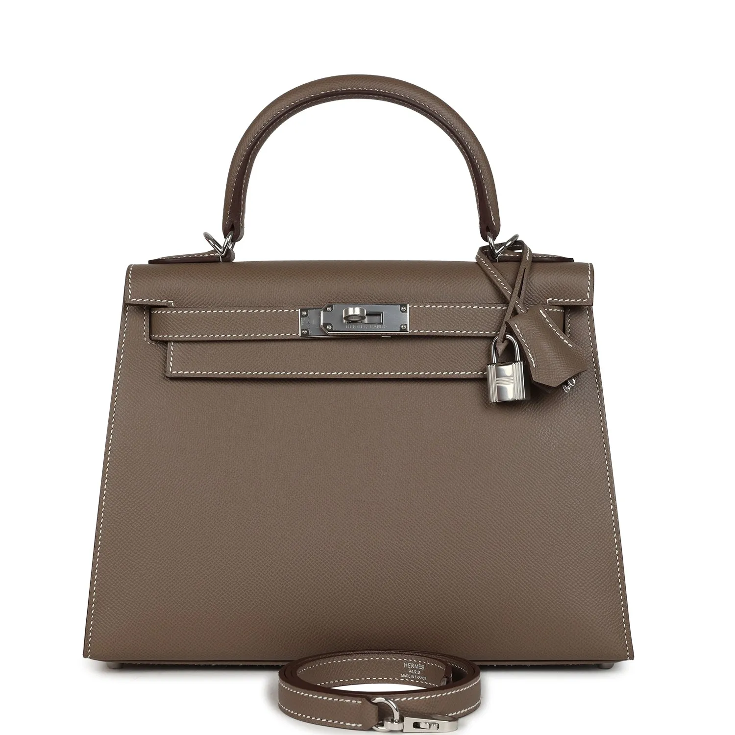 Herm??s Kelly Sellier 28 Etoupe Epsom Palladium Hardware