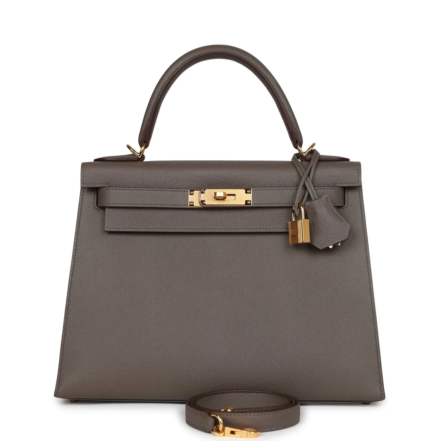Herm??s Kelly Sellier 28 Etain Epsom Gold Hardware