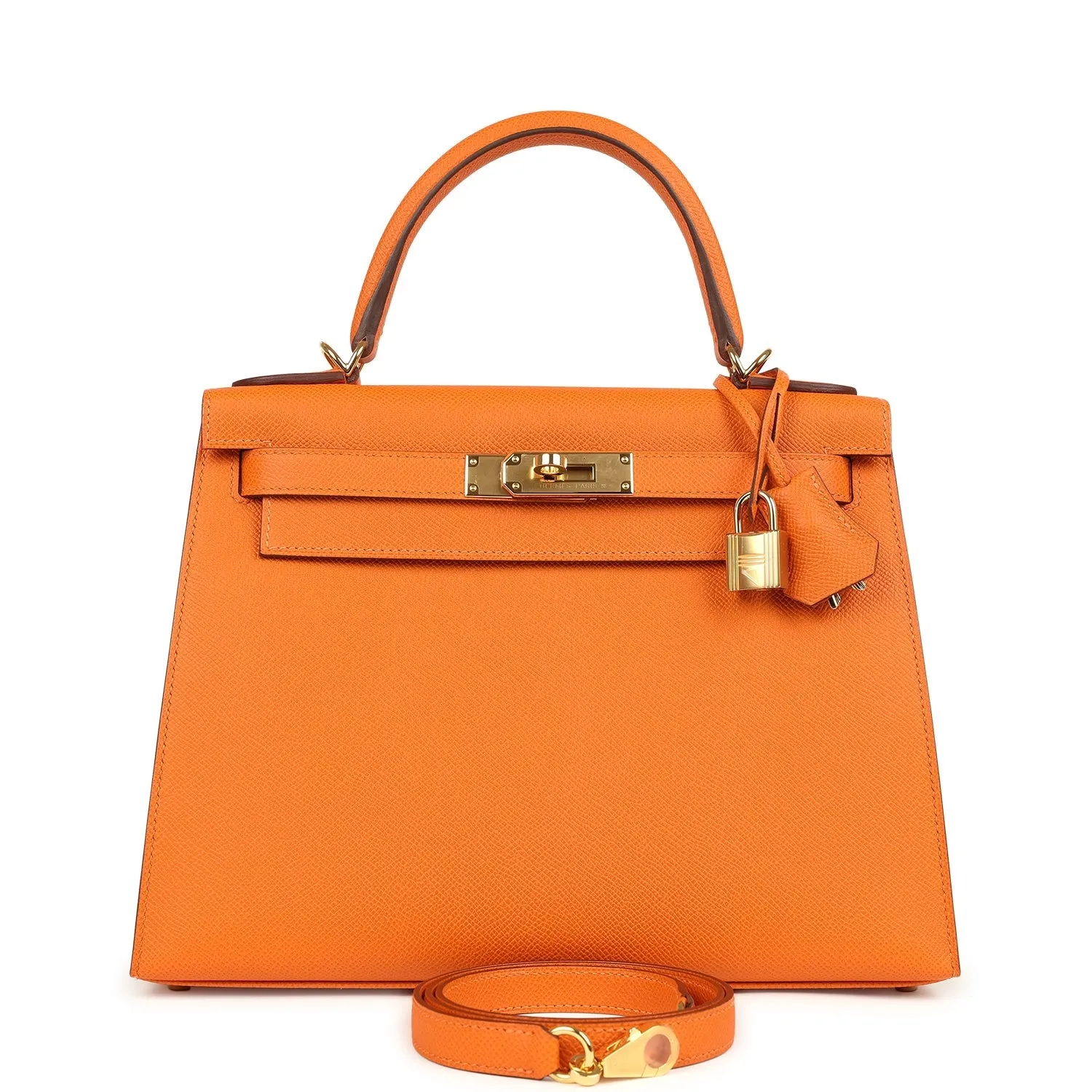 Herm??s Kelly Sellier 28 Orange Epsom Gold Hardware