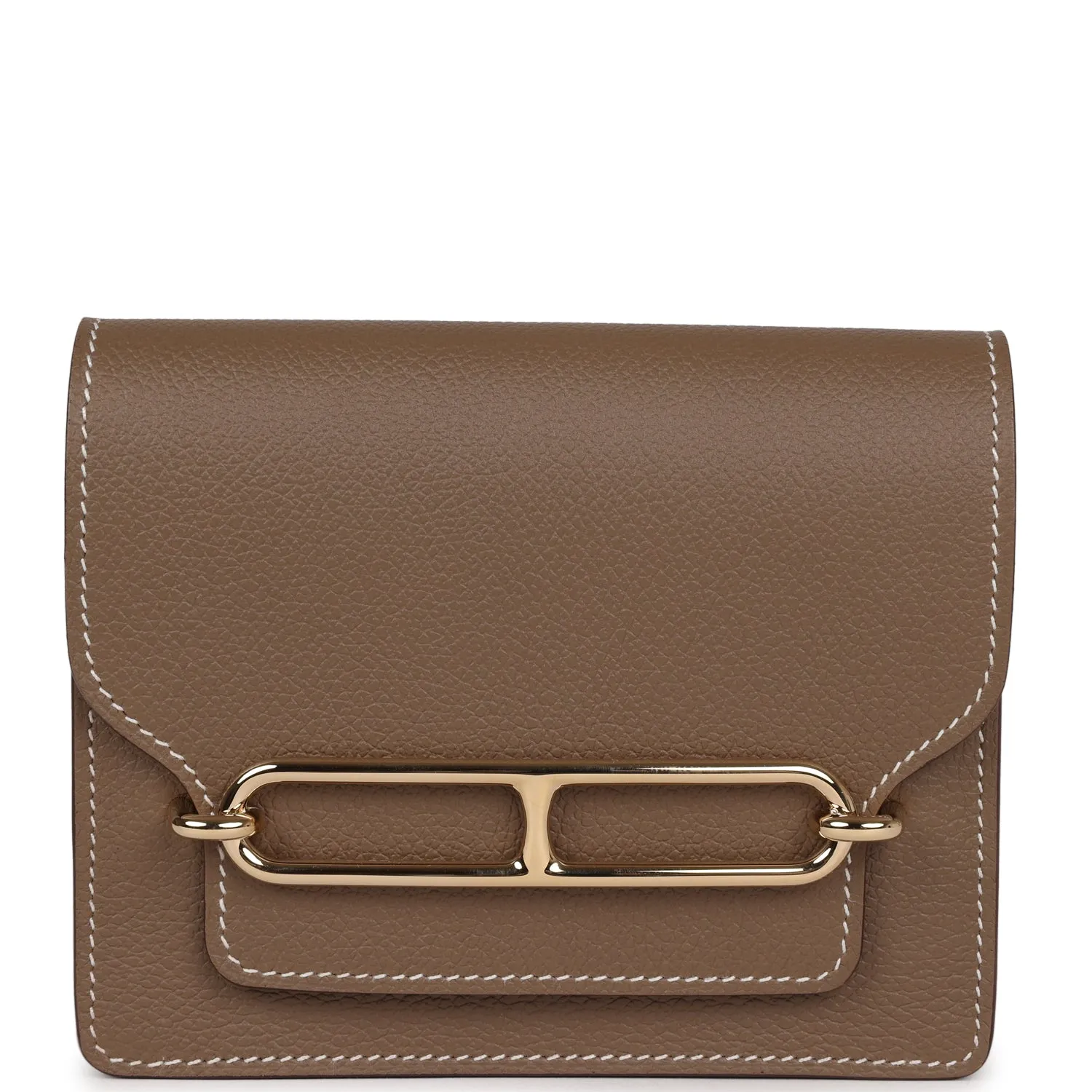 Herm??s Roulis Slim Wallet Etoupe Evercolor Gold Hardware