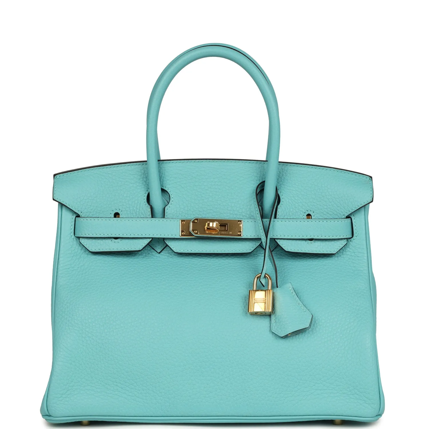 Herm??s Birkin 30 Bleu Atoll Clemence Gold Hardware