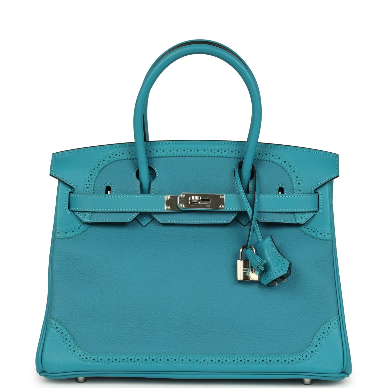 Herm??s Birkin 30 Ghillies Turquoise Togo and Swift Palladium Hardware